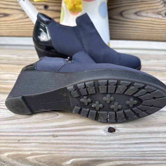 Donald J. Pliner Nikita-D Wedge Navy Blue Size 8.5 Fabric/Leather Upper - Picture 11 of 11